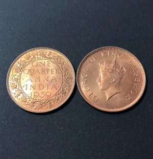 1939 British-India 1/4 Anna George VI Choice Uncirculated Ex-Mint Roll