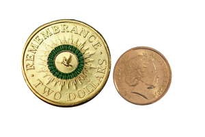 2014 $2 Remembrance Day 'Green Dove' Extra Fine condition Coin