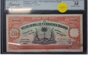 British West Africa 1942 20 Shillings - p.8b - Legacy Graded VF30