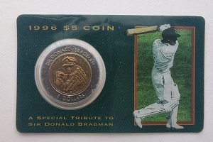1996 $5 Don Bradman Tribute Uncirculated Coin