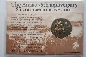 1990 $5 Anzac 75th Anniversary Uncirculated Coin