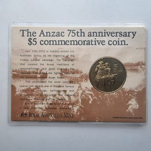 1990 $5 Anzac 75th Anniversary Uncirculated Coin