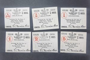 Cocos Keeling Islands 1902 RARE Set of 6 Notes - Near Uncirculated