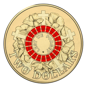 2015 $2 Red Lest We Forget Uncirculated Coin