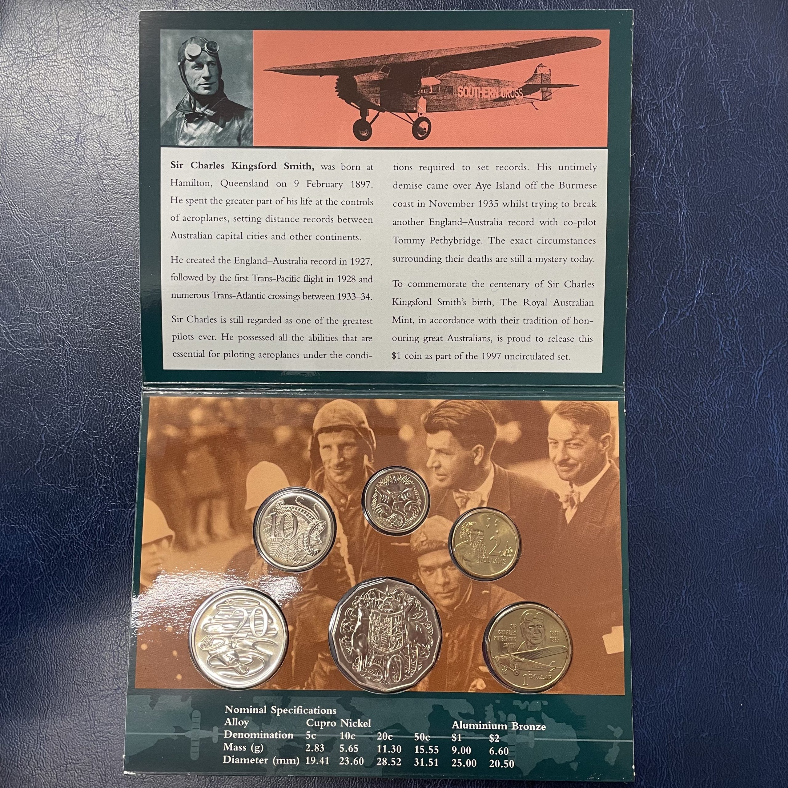 1997 Centenary of the Birth of Sir Charles Kingsford Smith 6-coin Mint Set - Image 4