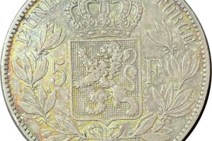 Belgium 1873 Silver 5 Francs - Near Very Fine