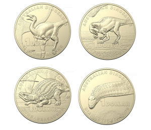 2022 4 x $1 Australian Dinosaurs Uncirculated coins