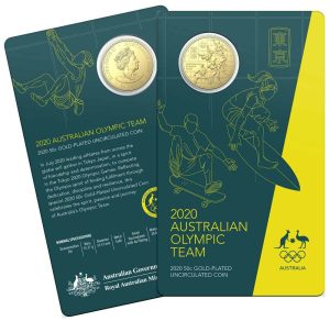 2020 50c Australian Olympic Team Gold-Plated Uncirculated coin