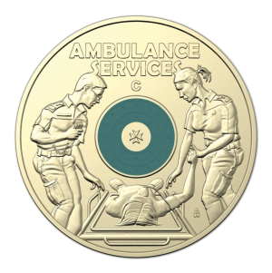 2021 $2 'C' mintmark 'When Seconds Count' Australian Ambulance Services coloured uncirculated coin