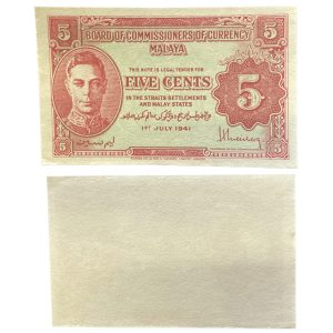 Malaya 1941 5 Cents - Uncirculated