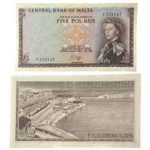 Malta 1968 5 Pounds - Near Uncirculated