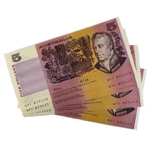 1990 $5 Fraser-Cole Signatures 6x Consecutive serials - Uncirculated