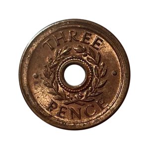 Rare! Threepence Hay Internment Camp WWII - Choice Uncirculated