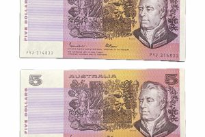 1985 $5 'Gothic Serials' Johnston-Fraser consecutive pair - Uncirculated