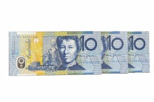 1993 $10 Fraser-Evans 'Blue Dobell' consecutive trio - Uncirculated