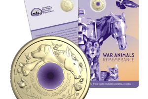 2024 $2 War Animals Remembrance 'C' mintmark coloured coin