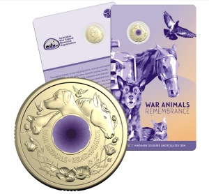 2024 $2 War Animals Remembrance 'C' mintmark coloured coin