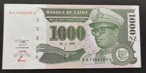 Zaire (Congo) 1000 Nouveaux Zaires 1995 UNC P67