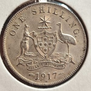 1917 Melbourne Shilling - aUNC