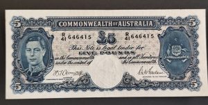 Australia 1941 King GVI Five Pounds Armitage/McFarlane VF