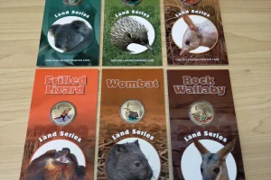 2013 $1 Pad Printed Coloured Coins. Land Series. Complete Set of 6 Coins