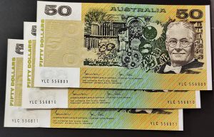 $50 1983 Australia "Johnston Stone" Signature Near Uncirculated