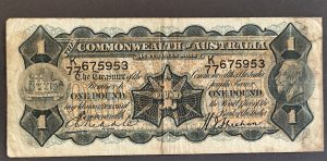 Australia 1932 King GV One Pound Riddle/Sheehan aFine - Scarce Thick "Sheehan" signature  Variety