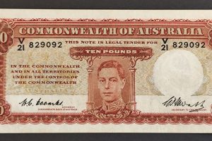 Australia 1949 King GVI Ten Pounds Coombs/Watt EF
