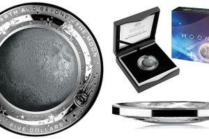 2019 The Earth & Beyond “THE MOON” $5 coloured fine silver proof domed coin