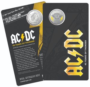 2018 Australia AC/DC ACDC Coloured 50 cents 50c carded Uncirculated coin