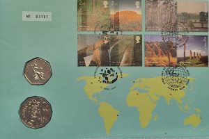 2005 PNC 2 coin set 50 Pence UK and 50 Cent Australia - World Heritage Sites