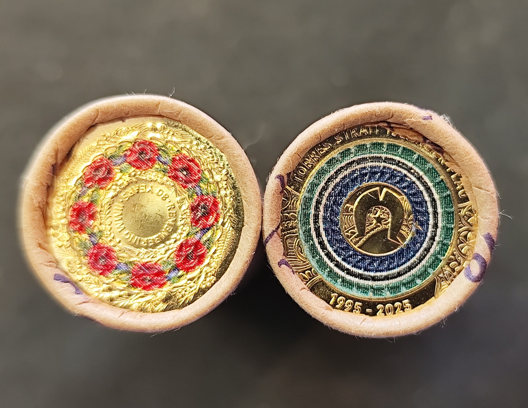 2025 Christmas Special - $2 RAM Roll Pair ; End of WWII Poppy Wreath + Torres Strait Islander Flag