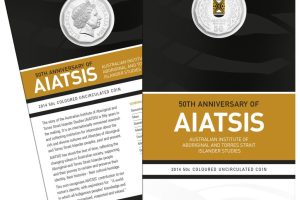 Australia 2014 50th Anniversary of AIATSIS Coloured 50 Cent SCARCE Uncirculated Coin in Card