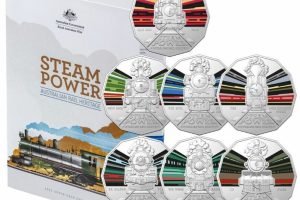 2022 Australian Steam Trains 50c Coin - Complete 7 Coin Set with folder