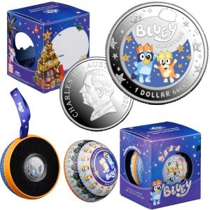 2025 $1 Christmas Bluey Silver Proof Christmas Ball Coin