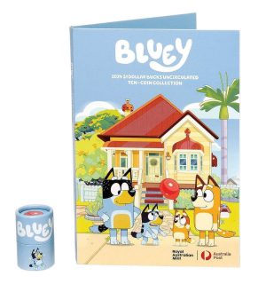 2024 $1 Bluey Dollar Bucks 10 Coin Tube (Opened) & Folder Set