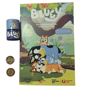 2026 $2 Bluey 5-Coin Tube and Folder + 2 Loose Coloured $2 "Register" Coins