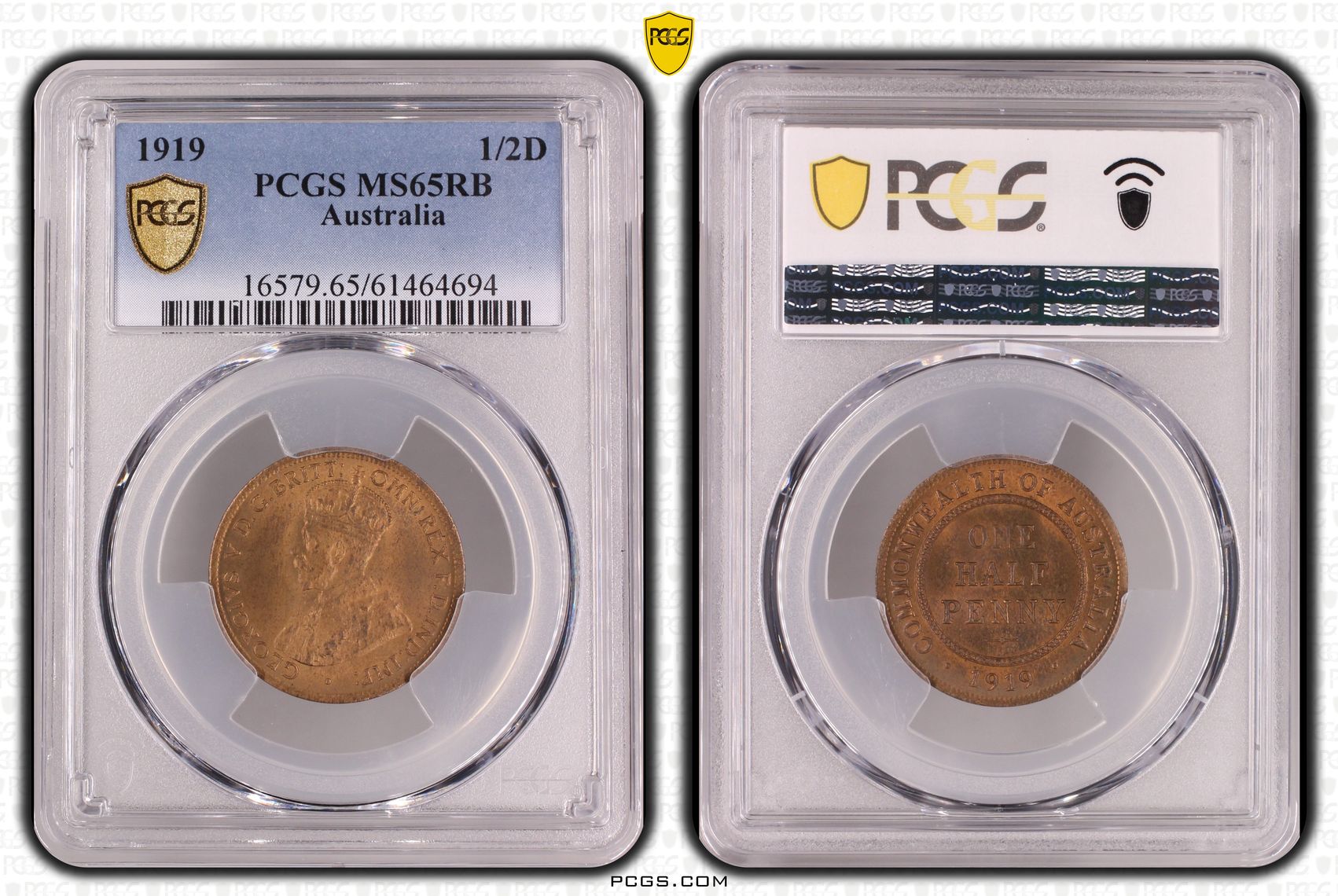 Australia 1919 1/2 Penny PCGS MS65RB Halfpenny