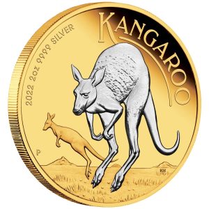 2022 Kangaroo 2oz Silver Proof Gilded Coin