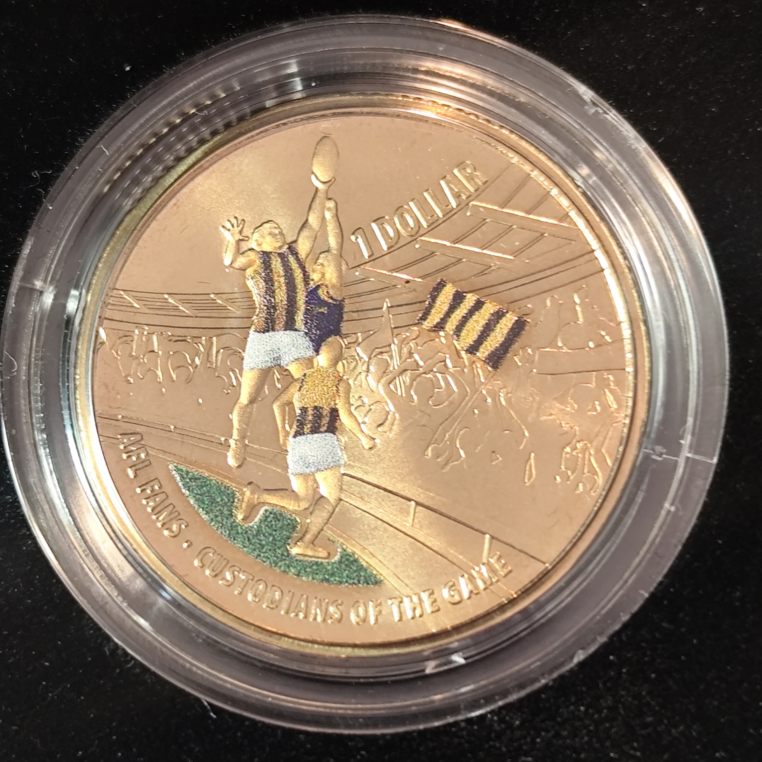 2015 AFL Premiers Hawthorn Hawks Coloured One Dollar Uncirculated